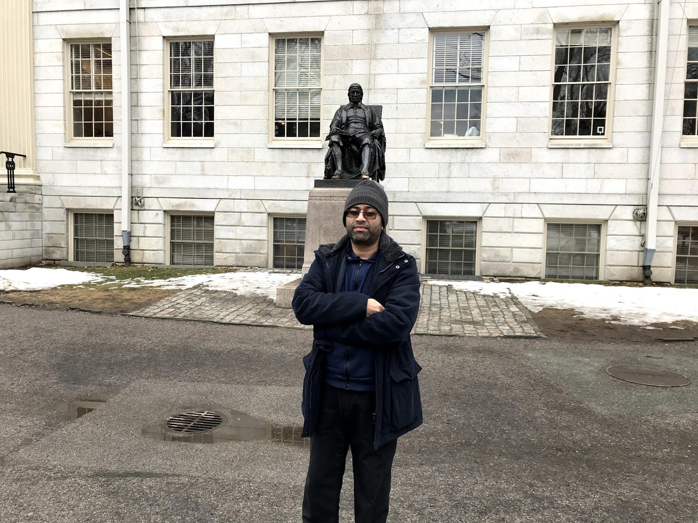 Abul Quasem Al-Amin by the John Harvard statue